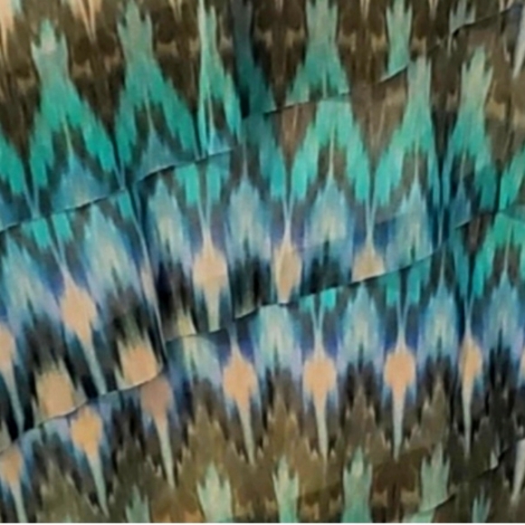 Catherines Womens Pullover Green Blue Chevron Stripe Sleeveless Tunic - Picture 3 of 6